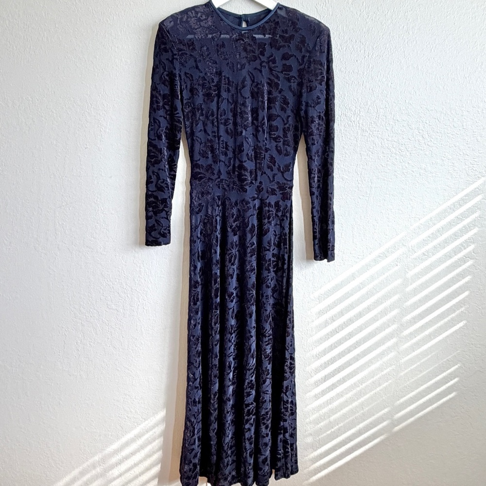 Vintage Cache Y2K 90s Burnout Velvet Floral Maxi Dress Whimsigoth Grunge